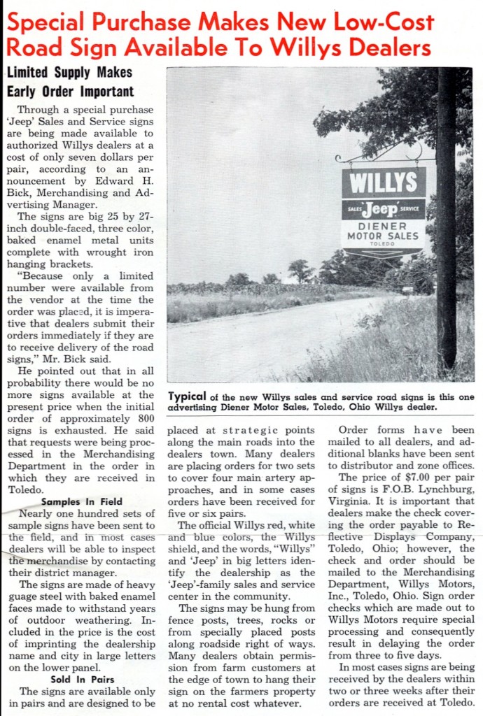 1956 August issue Road Sign
