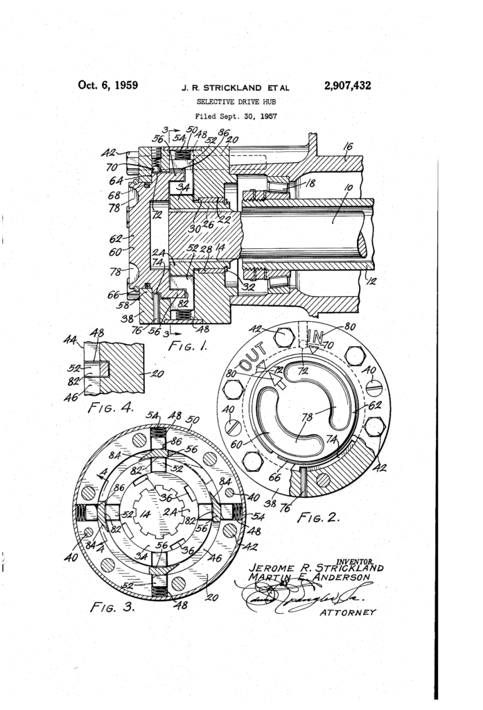 free-lock-hub-patent-1957