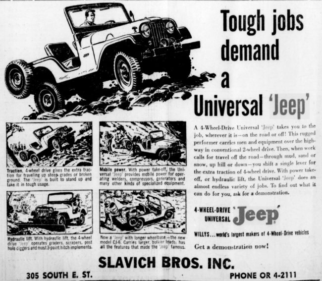 1957-03-15-madera-tribune-slavich-bros-universal-jeep-ad