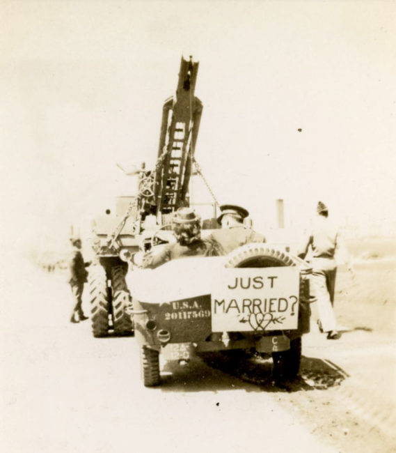 1943-04-24-just-married-getting-towed1