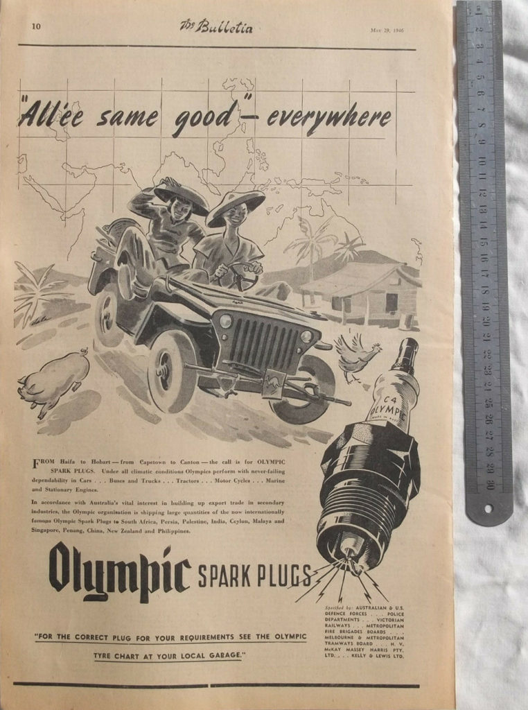 1946-05-29-the-bulletin-australia-jeep-olympic-spark-plug-ad